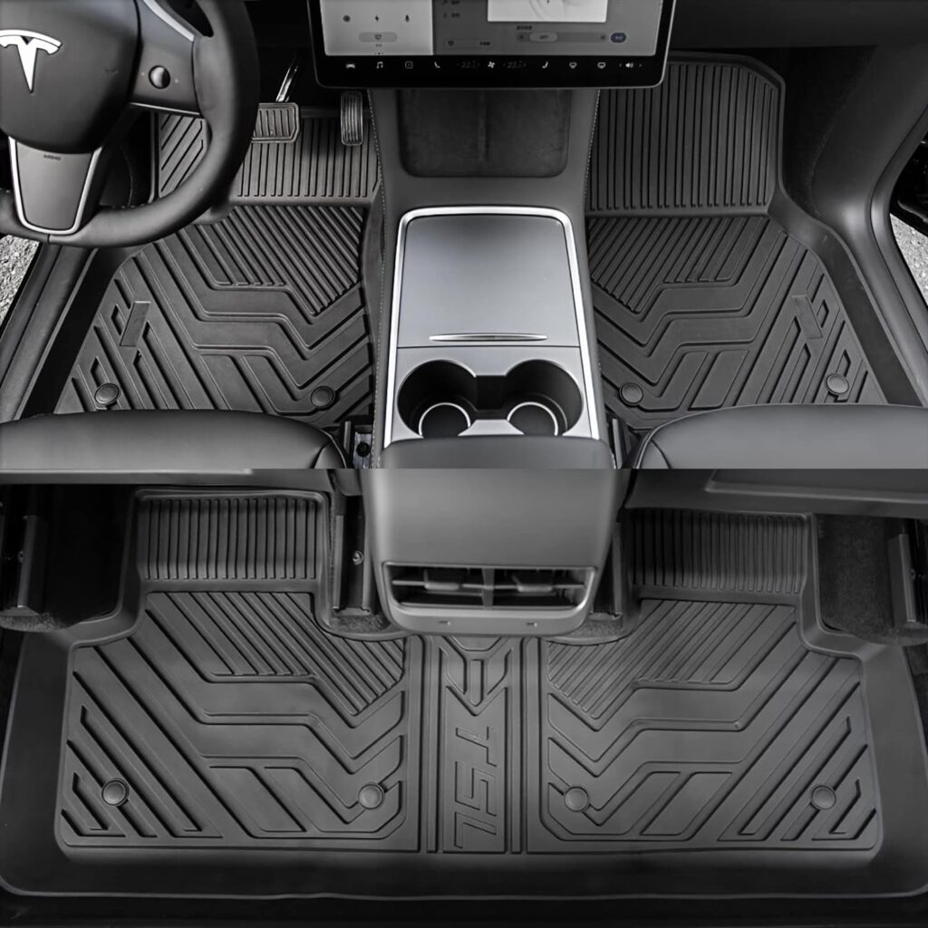 Bomely Floor Mats Compatible with 2020-2023 Tesla Model Y Trunk Mat Cargo Mat Cargo Liner All Weather Back Seat Cover Protector 2022 Tesla Model Y Accessories (Set of 9 Mats)