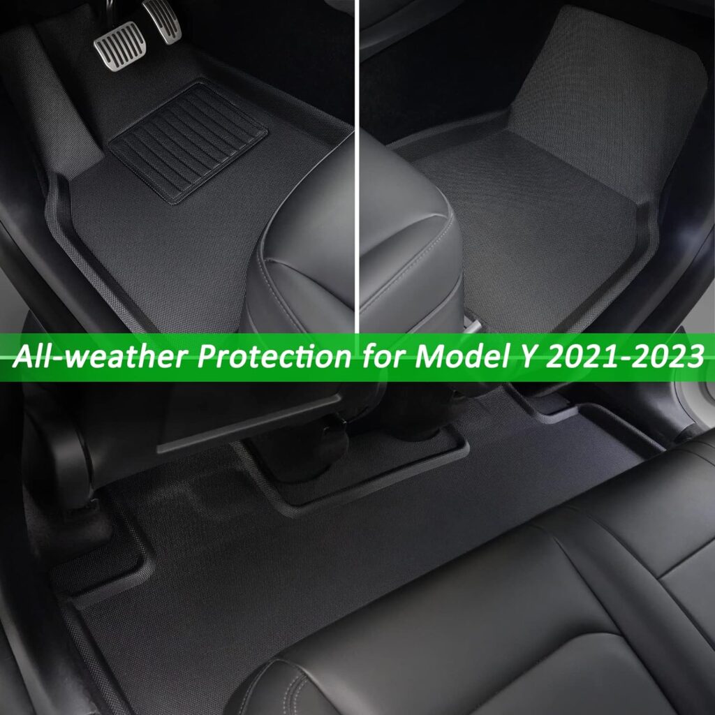 DrCarNow® for Tesla Model Y Floor Mats 2023 2022 2021 for Model Y Trunk Mat, All Weather Protection Waterproof Frunk Cargo Mat Floor Liners Accessories Full Complete Set