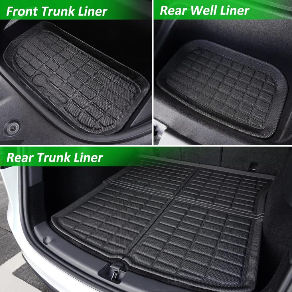 DrCarNow® for Tesla Model Y Floor Mats 2023 2022 2021 for Model Y Trunk Mat, All Weather Protection Waterproof Frunk Cargo Mat Floor Liners Accessories Full Complete Set