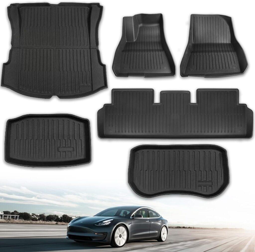 JINGSEN Tesla Model 3 Floor Mats All-Weather Tesla Model 3 Accessories for 2017-2023 Cargo Liner Rear Cargo Tray Trunk Floor Mat Interior Model 3 Accessories