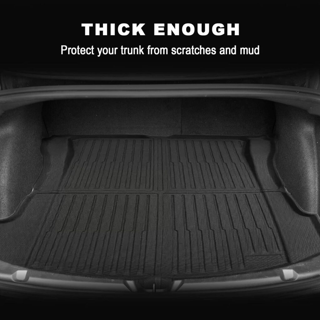 JINGSEN Tesla Model 3 Floor Mats All-Weather Tesla Model 3 Accessories for 2017-2023 Cargo Liner Rear Cargo Tray Trunk Floor Mat Interior Model 3 Accessories