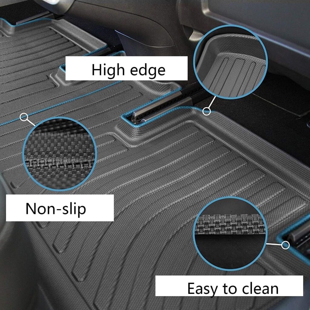 KIKIMO Tesla Model 3 Floor Mats,Tesla Model 3 2017-2023 Accessories,All Weather Floor Mat Front Rear Cargo Liner Mat, Waterproof Anti-Slip Floor Mat Custom Fit for Tesla,Heavy Duty Floor Mats