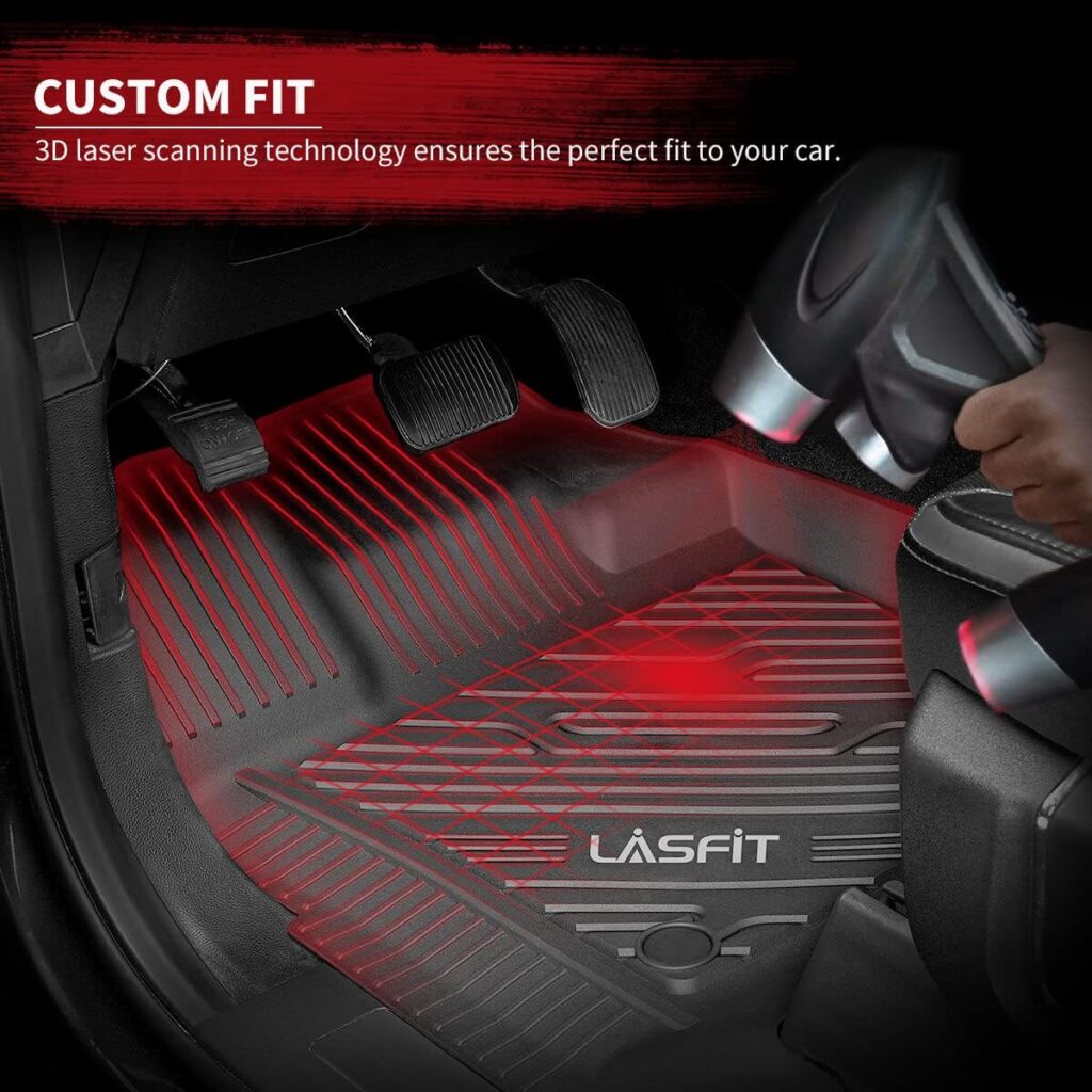 LASFIT Floor Mats for Tesla Model 3 2023 2022, All Weather Car Mats TPE Custom Fit Floor Liners, Front and Rear 2 Rows Set