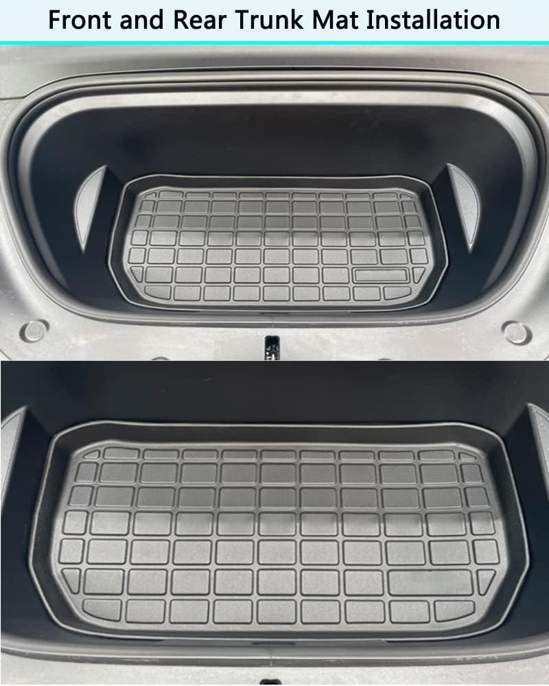 Model Y Floor ＆ Storage ＆ Backrest Mat ＆ Cargo Liner Compatible with 2020 2021 2022 2023 Tesla Model Y 5-Seats Models，All Weather Protection 3D Waterproof Durable Anti-Slip Custom-fit Set Accessories