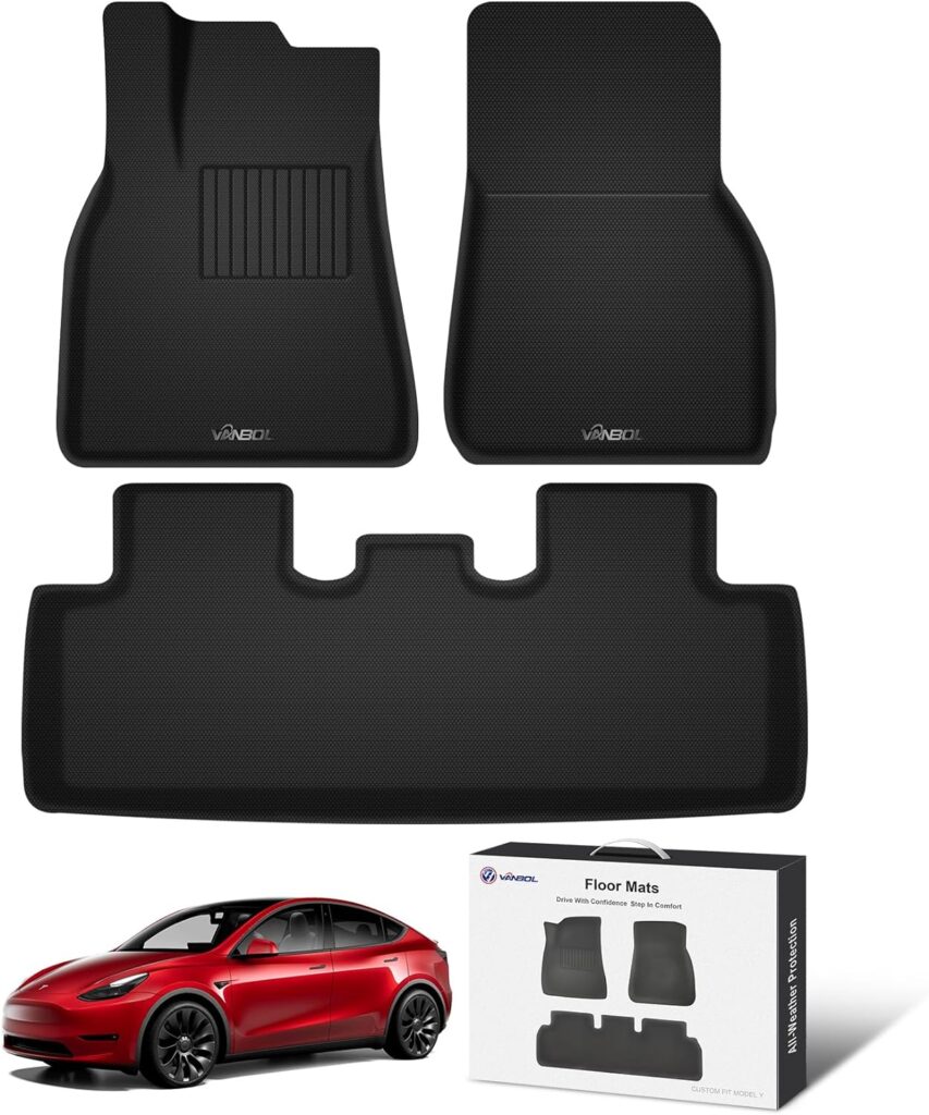 VANBOL Tesla Model 3 Floor Mats All Weather Protection Complete Set Custom Fit 2022 2023 2017-2021 Durable Anti-Slip Premium Quality Floor Liners Interior Accessories 3D (Tesla Model 3 2017-2023 3pc)