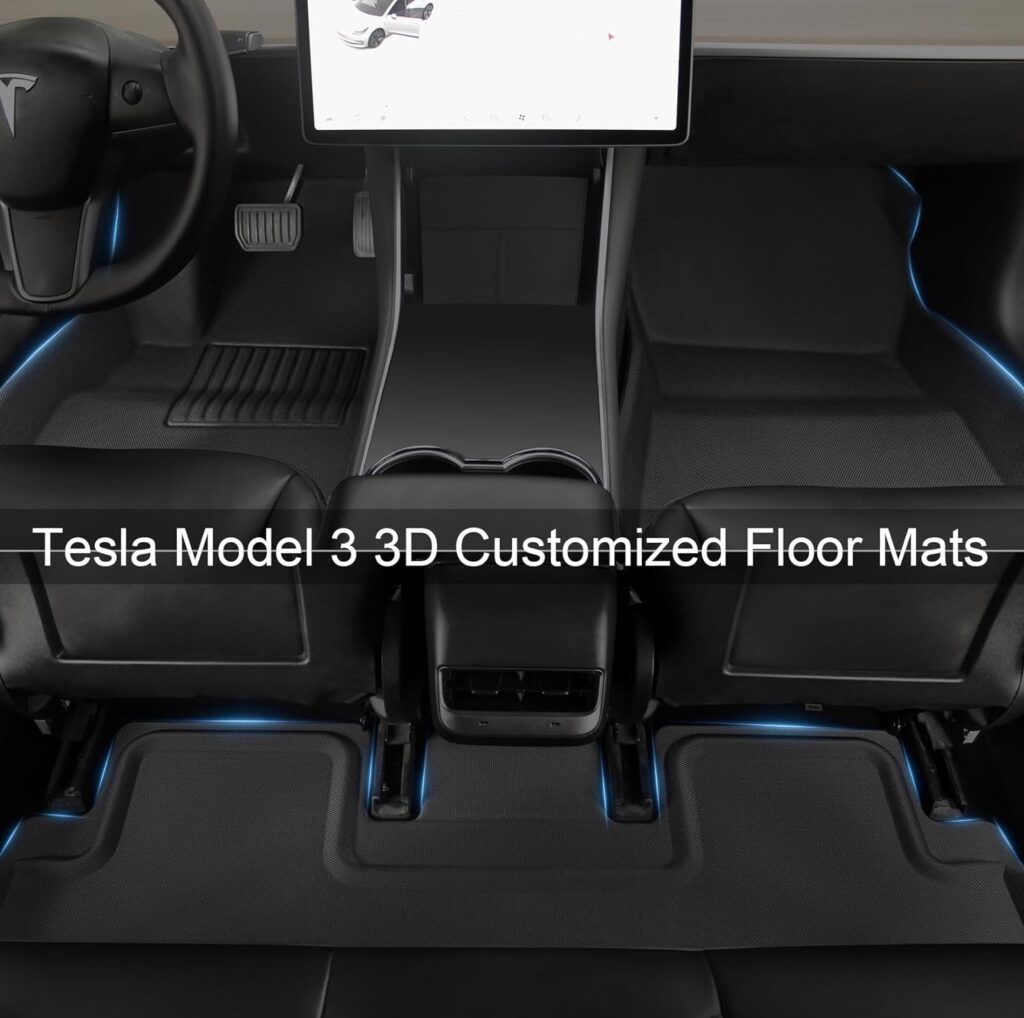 VANBOL Tesla Model 3 Floor Mats All Weather Protection Complete Set Custom Fit 2022 2023 2017-2021 Durable Anti-Slip Premium Quality Floor Liners Interior Accessories 3D (Tesla Model 3 2017-2023 3pc)