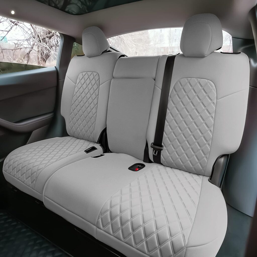 FH Group Custom Fit Seat Covers for Tesla Model Y Neoprene Water Resistant Automotive Seat Covers - Full Set Solid Gray