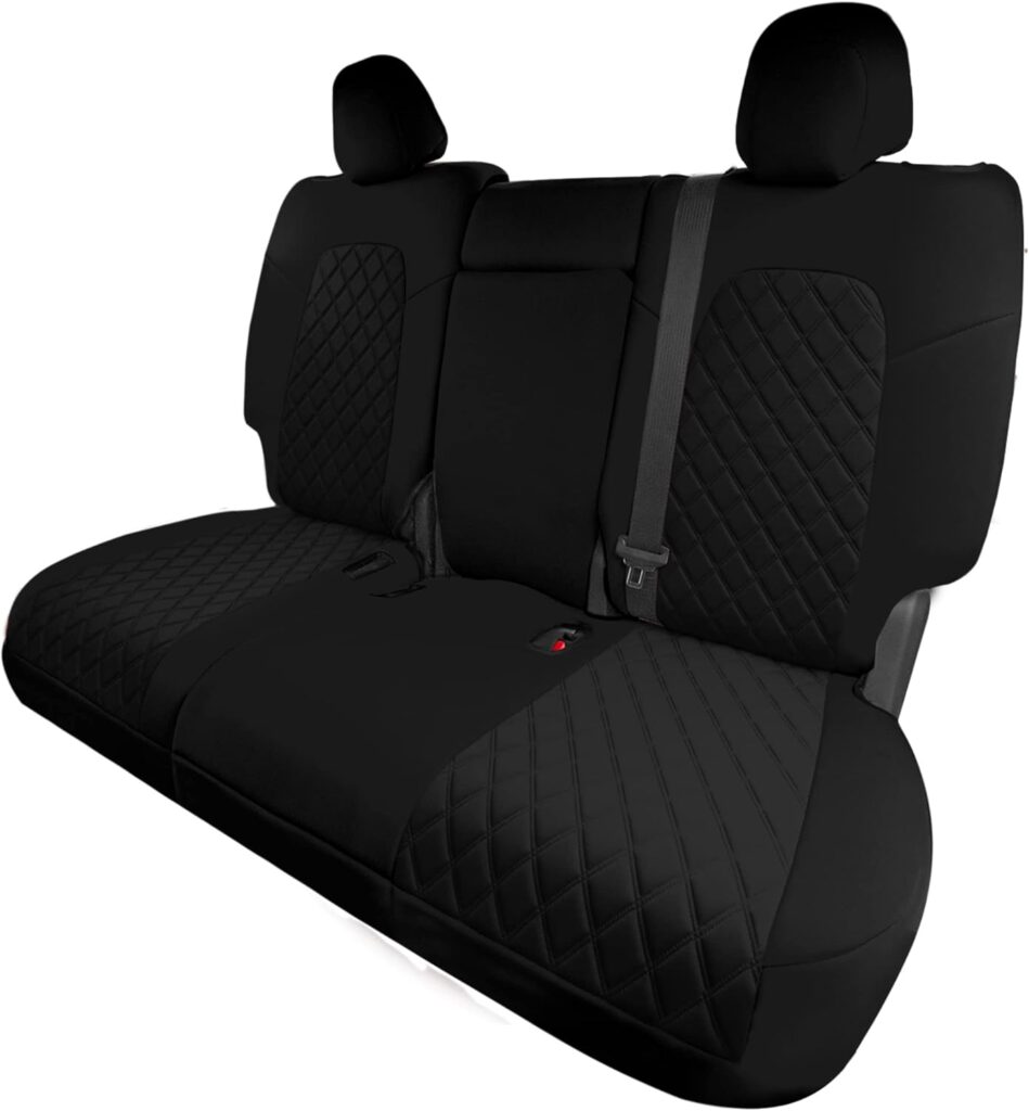 FH GROUP Custom Fit Seat Covers for Tesla Model Y Neoprene Water Resistant Automotive Seat Covers - Rear Set Black