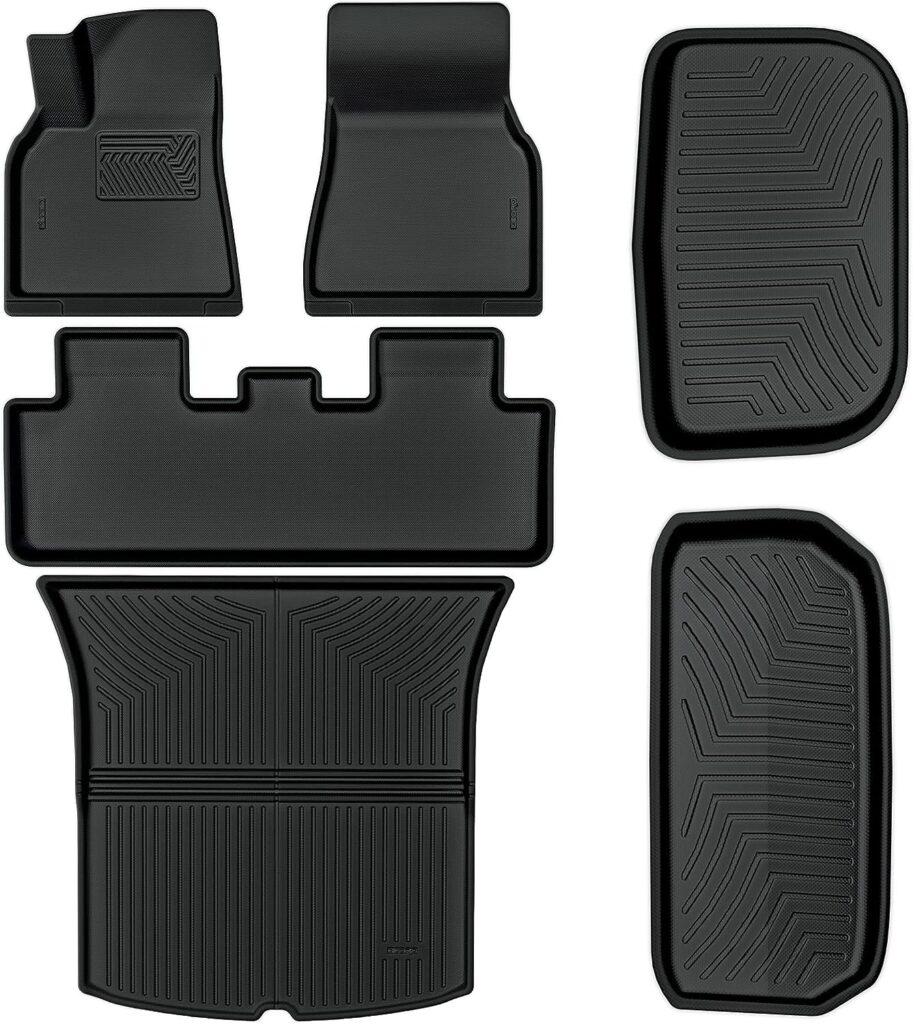 OEDRO Floor Mats Fit for Tesla Model Y 2020-2024 5-Seat, XPE All Weather Cargo Liner Trunk Mats Custom Fit Accessories, for Tesla Full Set Liners (Not for 7-Seat)