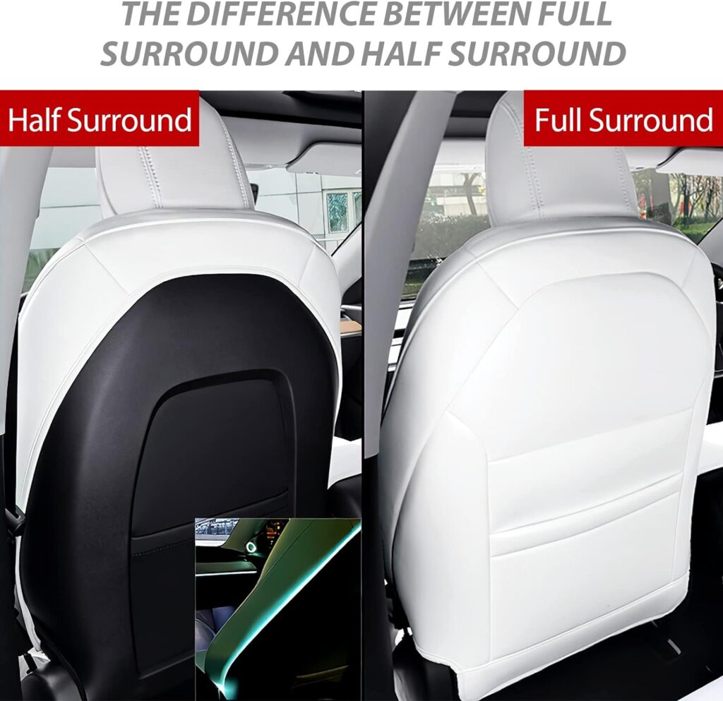 RuiYue Carry Fit Tesla Model Y Car Seat Cover, Nappa Leather Seats Protector, Full Surround OEM Style Customized Interior Accessories for 2019 2020 2021 2022 2023 (White)