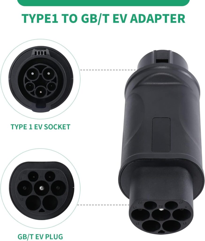 32A 7.2KW EV Charger Connector Type 1 to GB/T Electric Vehicle Car Charging Adapter Type 1 SAE J1772 Socket to GB/T EVSE Adaptor