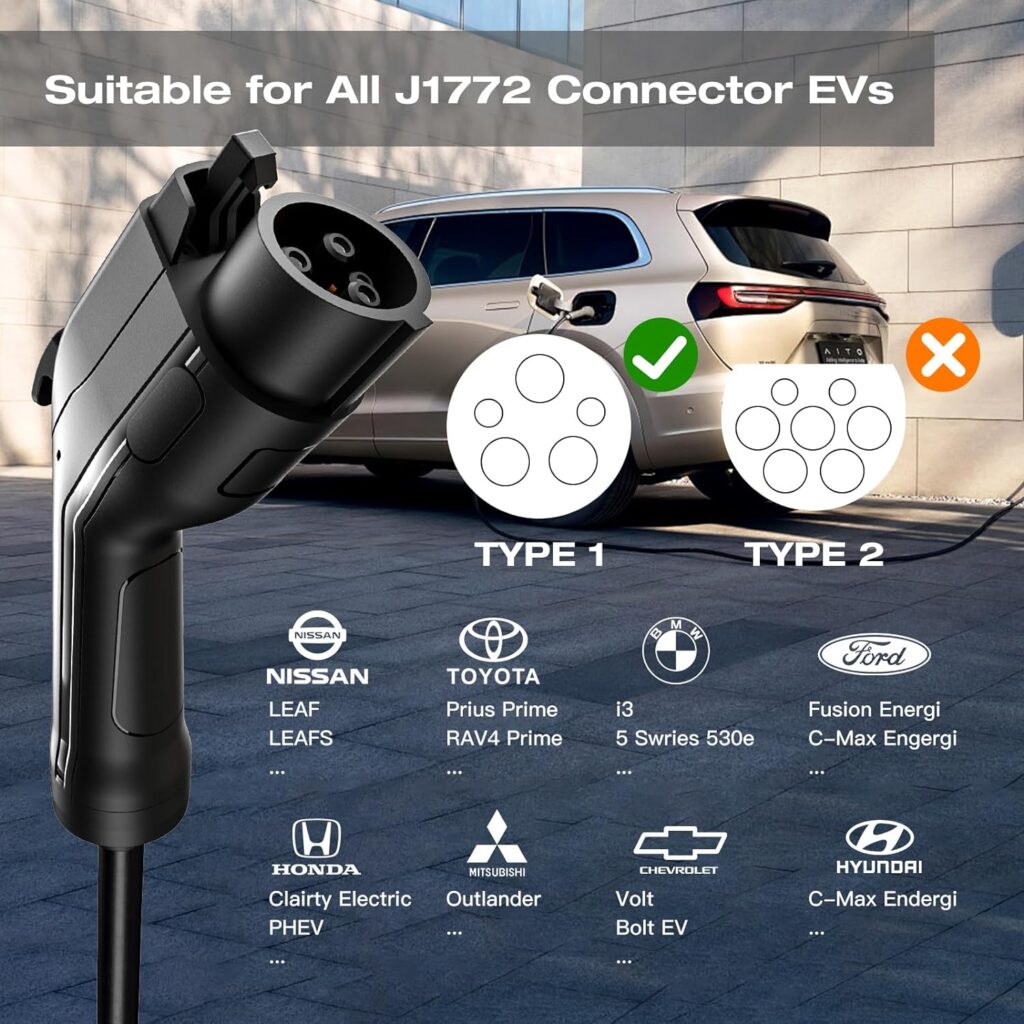 addlon Level 2 EV Charger Cable up to 40A, 240V, 21ft Extension Cable NEMA 14-50 Plug Compatible with SAE J1772 EV, Portable EV Charger with Carrying Bag Suitable for Home and Outdoor Charging