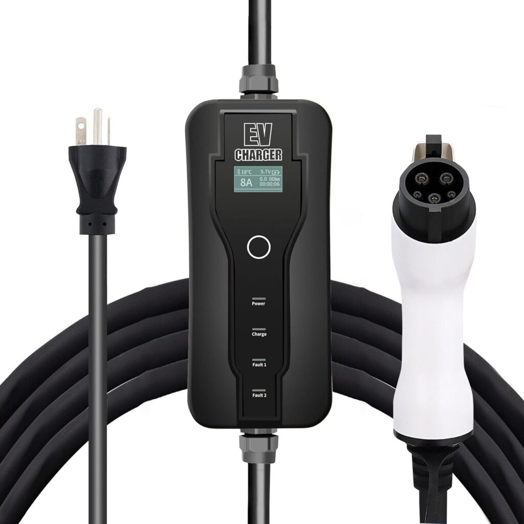 Convitex EV Charger Level1/ 2 Type 1, 3.5KW 16Ft 240V Electric Car Charger,8/10/13/16A Adjustable Current, NEMA 6-20P Plug/5-15 Adapter, IP65 EV Charging Station for SAE J1772 Portable EV Charger