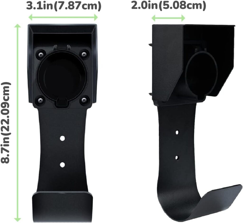 EV Charger Connector/Nozzle Holster Dock, J-Hook Cable Hanger Cable Management Wall Mount for SAE J1772 Connector, Made Out of Heavy Duty Steel and Strong ABS Material