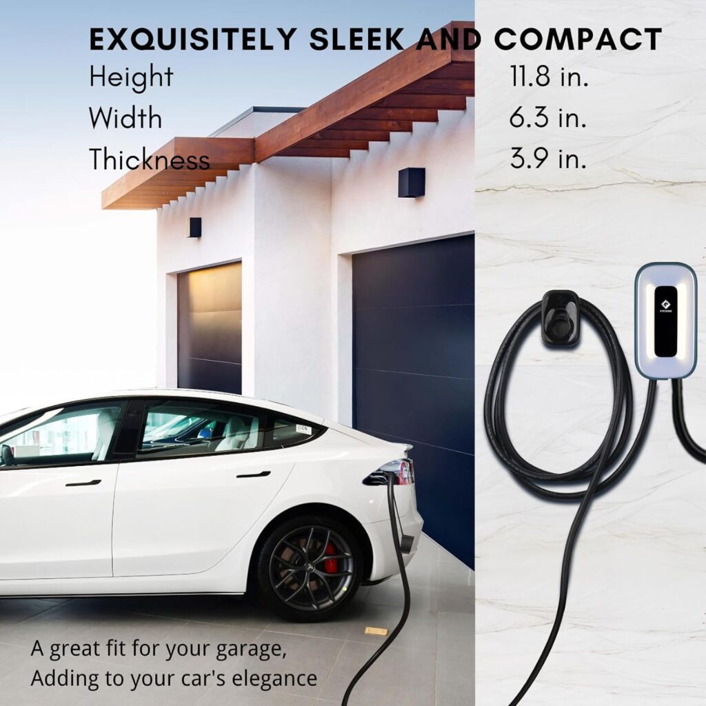 EV Charger Level 2, Ultra Compact, Up to 50 Amp Charging Station for Home, 240V EVSE, NEMA 14-50 Plug(4-Prong) or Hardwired, Indoor/Outdoor, 23Ft Cable Level 2 EV Charger