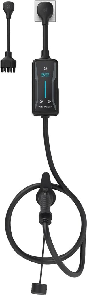 Flex-AC LE Level 2 EV Charger, 8-40 Amp, NEMA 5-15 and NEMA 14-50 Outlet, Indoor/Outdoor, CSA Tested, Energy Star, and FCC Certified Portable EV Charger, J1772 Extension Cable 22 ft (Grey)