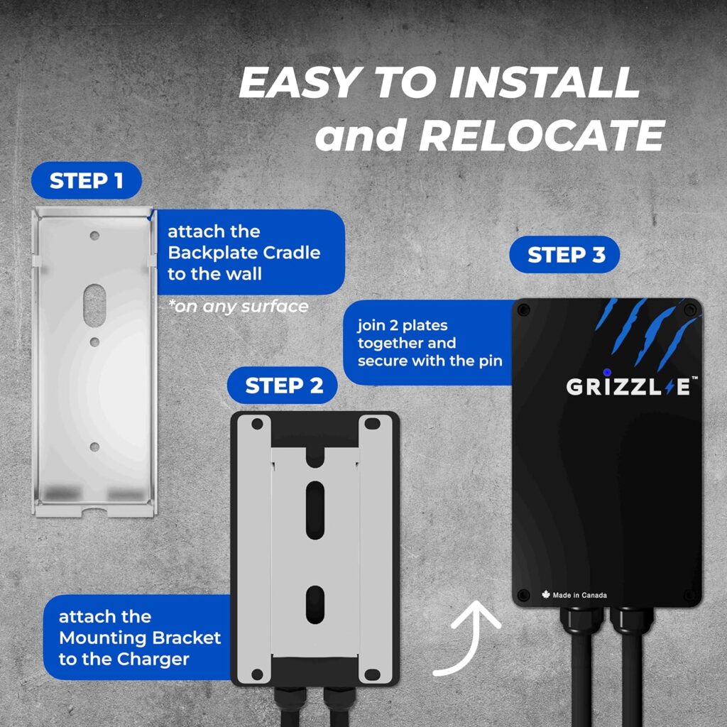 Grizzl-E Level 2 240V / 40A Electric Vehicle (EV) Charger UL  Energy Star Certified Metal Case Indoor/Outdoor Electric Car Fast Wall Charging Station, NEMA 14-50 Plug, Classic Black