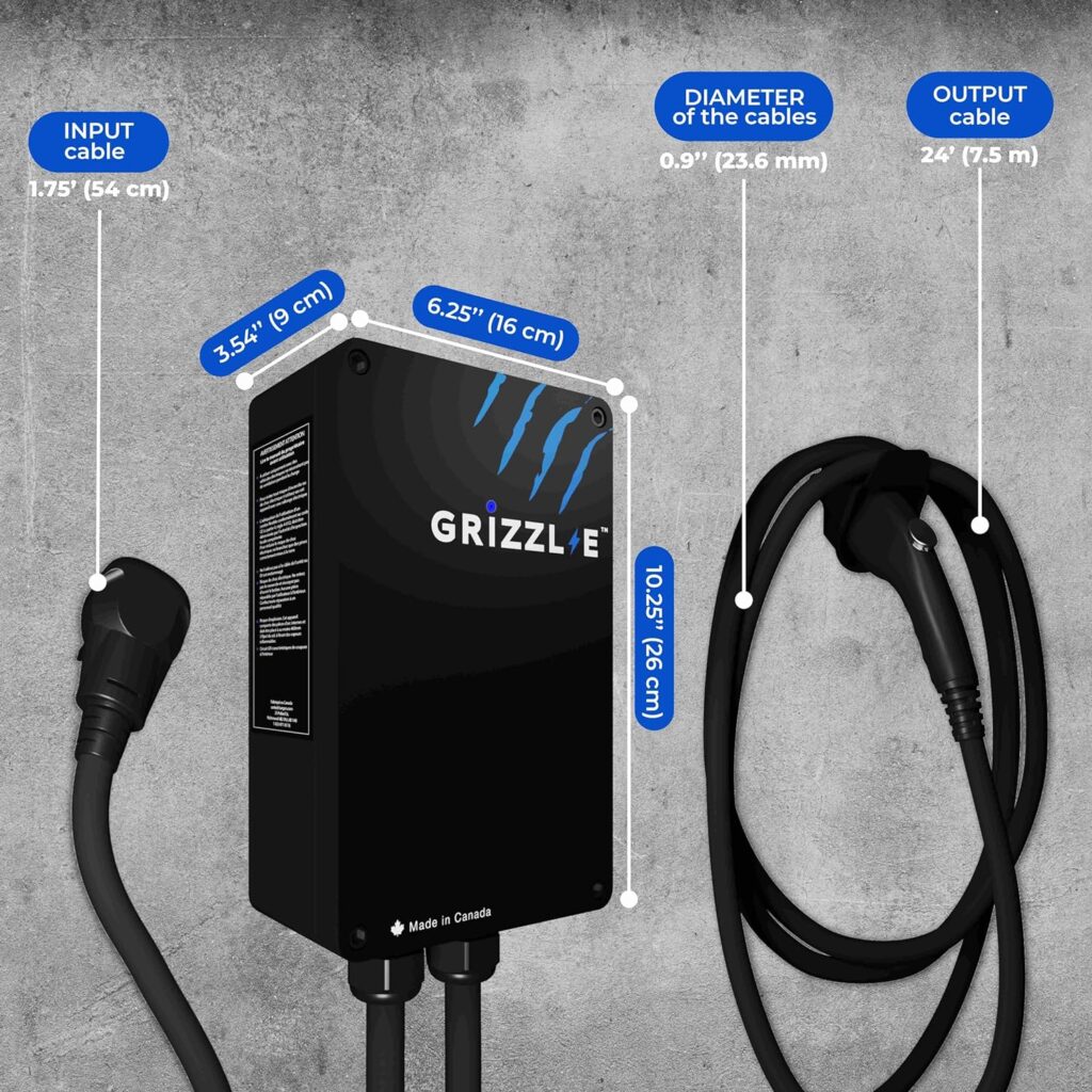 Grizzl-E Level 2 240V / 40A Electric Vehicle (EV) Charger UL  Energy Star Certified Metal Case Indoor/Outdoor Electric Car Fast Wall Charging Station, NEMA 14-50 Plug, Classic Black