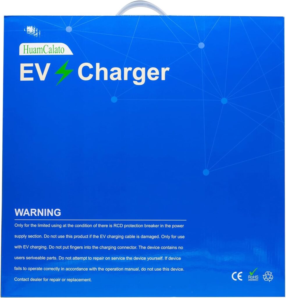 HuamCalato Portable Level 2 EV Charger with J1772 EVs, 32Amp, 260V, Charging Cable with NEMA 10-30 Male Plug Home Charging, Indoor/Outdoor ev Charge Station Charge Gun