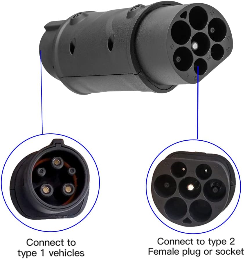 J1772 EV Adaptor Plug 32A Electric Vehicle Car EV Charger Connector Type 2 To Type1 Electric Vehicle Charging Adapter