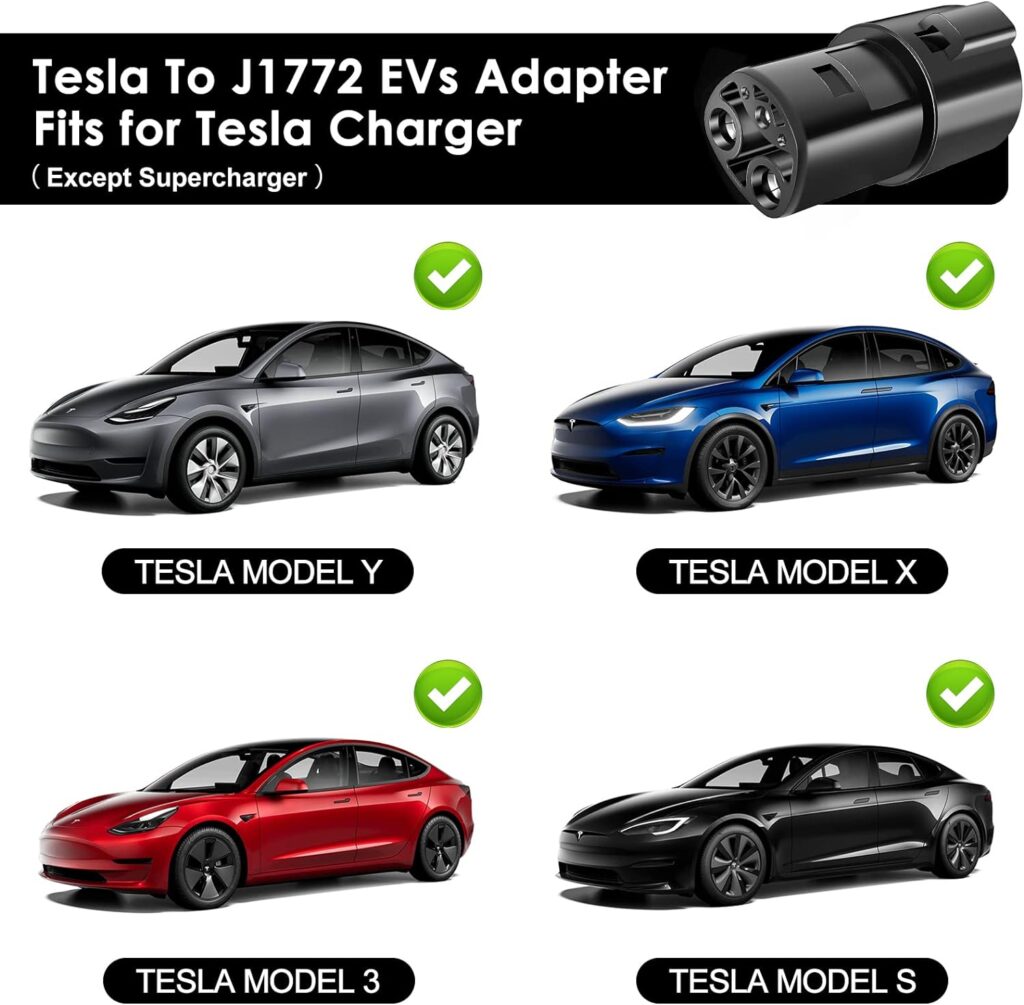 J1772 to Tesla Charger Adapter 80AMP /240V AC J1772 Charger Adapter for Tesla Tesla Mobile Charger SAE J1772 EV Charger Adapter to Tesla Plug Tesla Model 3 Model Y Model X Model S Accessories