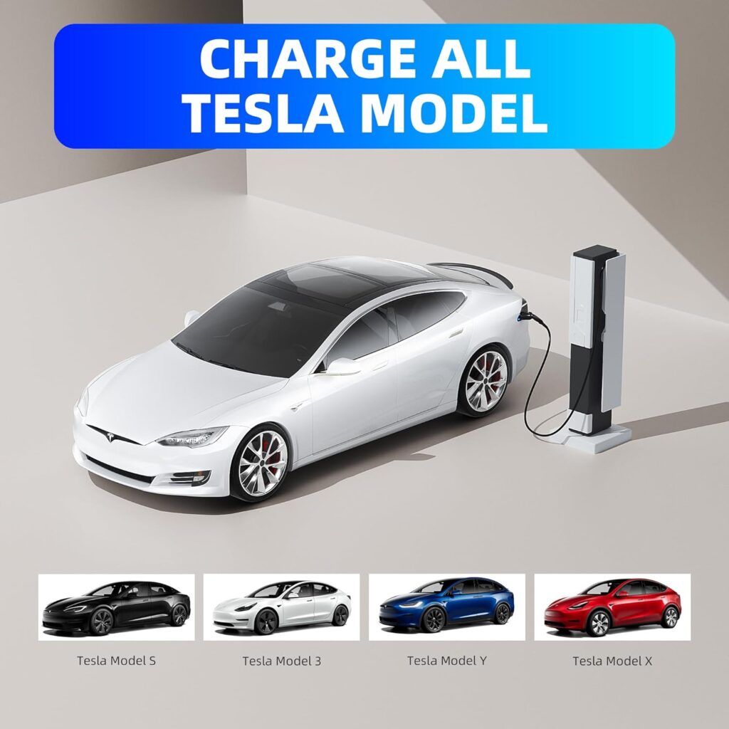 J1772 to Tesla Charger Adapter for Tesla Model 3/Y/X/S, 80AMP 250VAC Fast Charging Adapter Support ChargePoint/EVgo/Blink Level 12 Charging Station, SAE J1772 EV Adapter for Tesla Owner Only