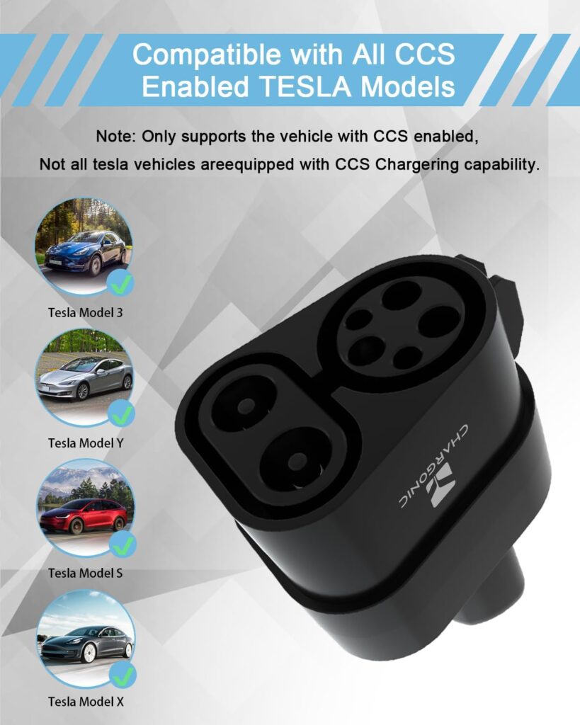 J1772 to Tesla Charging Adapter with Anti-Drop Lock, Portable EV Charger Adapter J1772 to Tesla Plug 80A / 250V AC Compatible with Tesla Model 3, Y, X, S  Level 1/2 Charging Stations