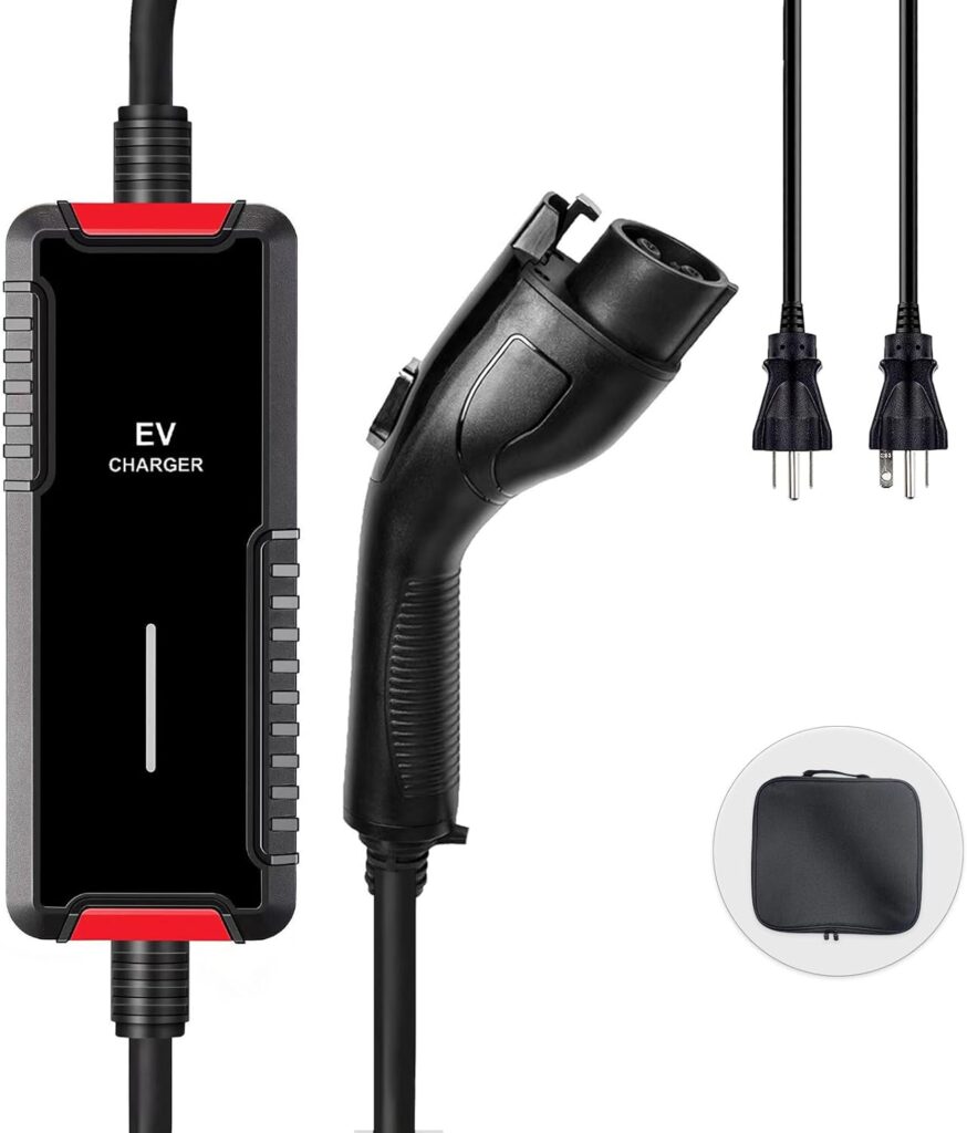 Level 2 EV Charger: 16Amp, 120V-240V, NEMA 5-15 Plug  NEMA 6-20 Plug, Portable EV Charger with 20ft Cable and Waterproof Oxford Bag, Indoor Outdoor J1772 Charger for Electric Car, IP65 EV Charger