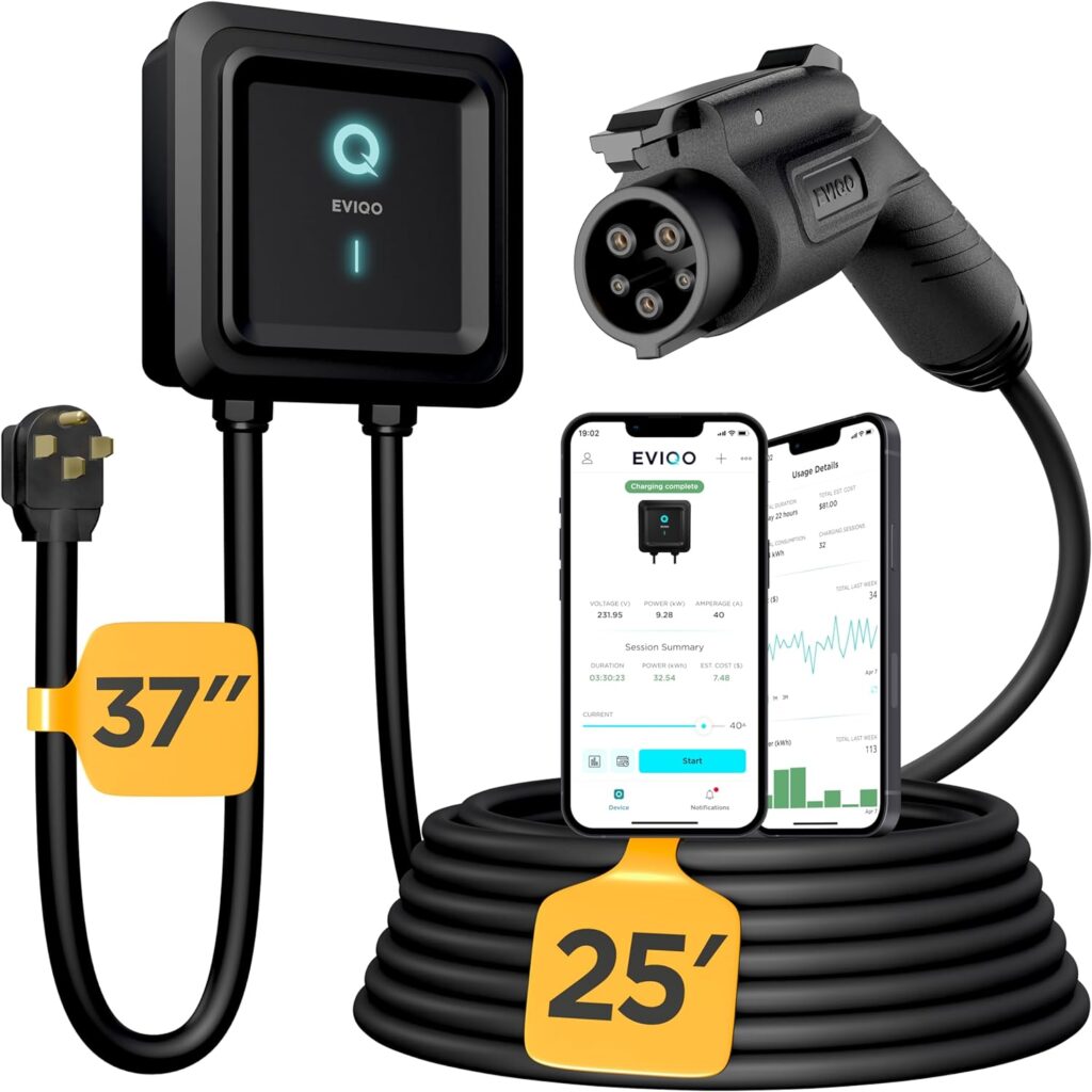 Level 2 EV Charger - 48 Amp EV Charger Level 2, 240V Electric Vehicle Charging Stations, EV Level 2 Charger NEMA 14-50/Hardwire EVSE Level 2 Charger, 25 Cord Electric Car Charger Energy Star/UL