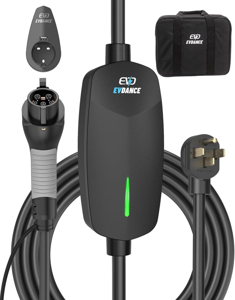 Level 2 EV Charger 7.68KW NEMA 14-50 Plug 32 Amp Portable Electric Vehicle Charger with 25ft Cable Outdoor SEA J1772 EV Car Charging Station Compatible with All J1772 Evs