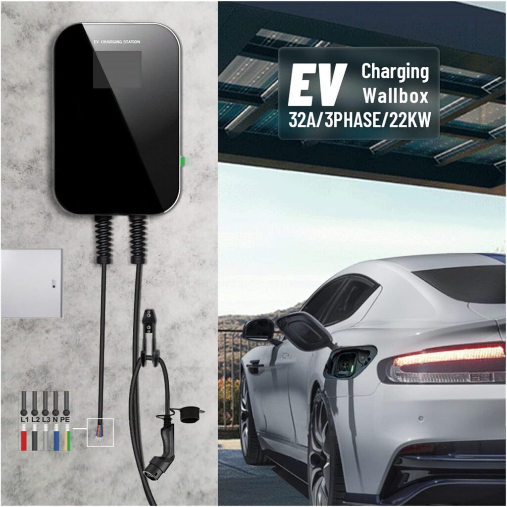 LXSWY ev Charger EV Car Charger Wallbox Electric Car Vehicle Charging Station 22KW with Type 2 6M Cable 32A 3 Phase (Color : 22KW APP Control)