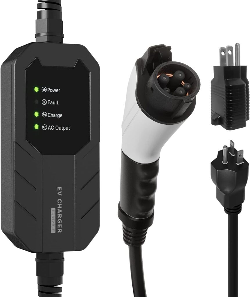 MEGEAR Skysword Ⅱ Level 1-2 EV Charger, 100-240V 16A 25FT Portable EVSE, NEMA 6-20 Plug with NEMA 5-15 Adapter Electric Vehicle Charging Station