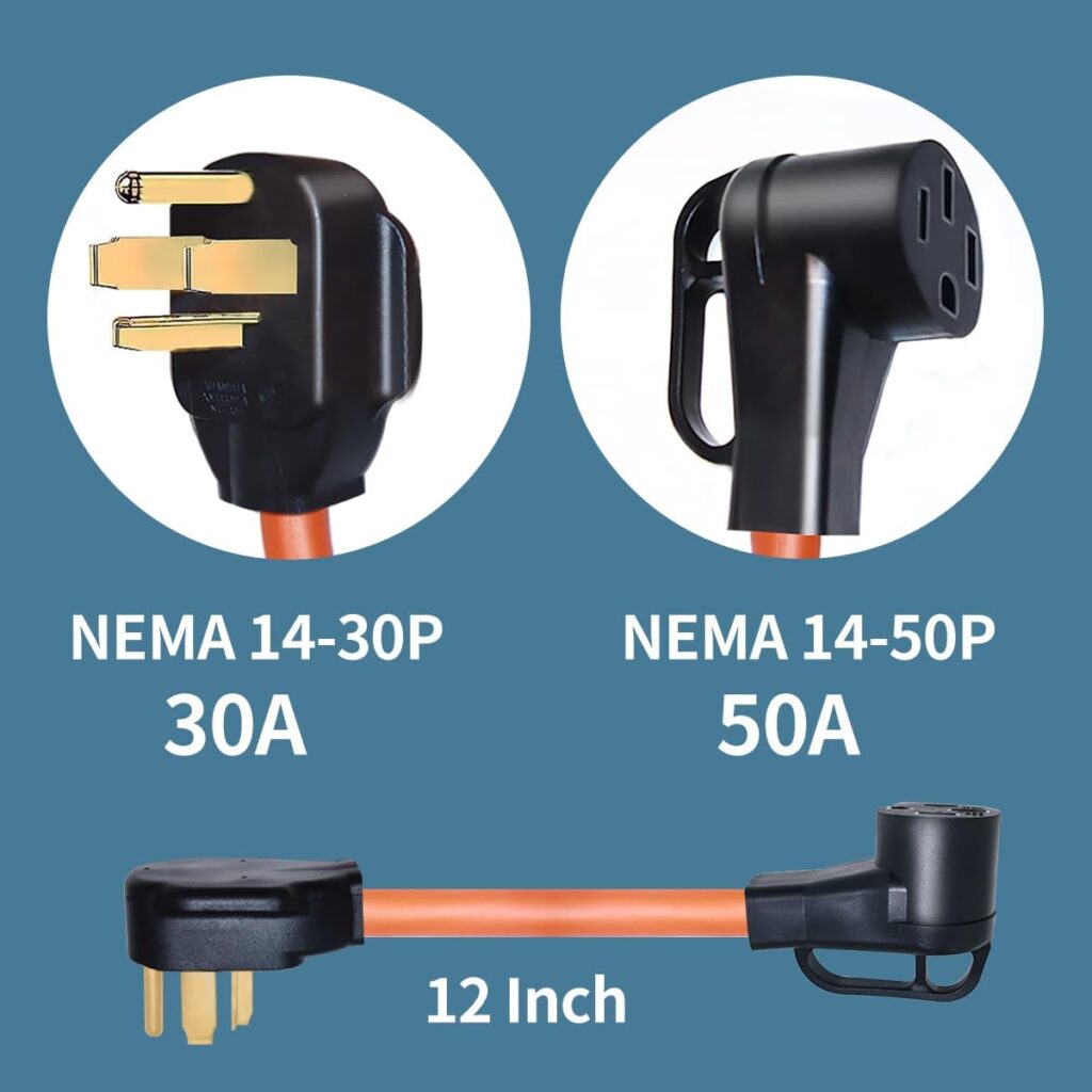 NEMA 14-30P to 14-50R EV Charger Adapter Cord, 30 AMP Dryer to 50 AMP EV Conversion Adapter Compatible with Tesla, for Level 2 EV Charging