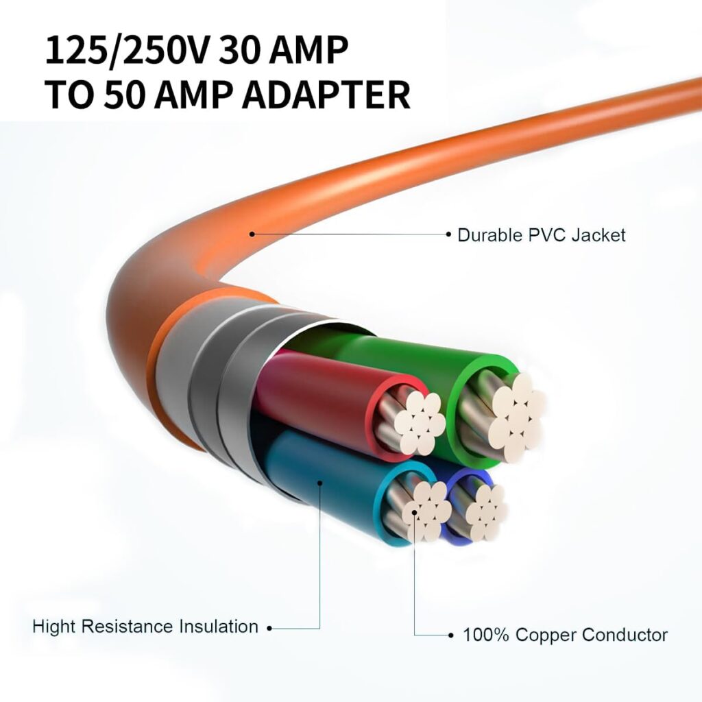 NEMA 14-30P to 14-50R EV Charger Adapter Cord, 30 AMP Dryer to 50 AMP EV Conversion Adapter Compatible with Tesla, for Level 2 EV Charging