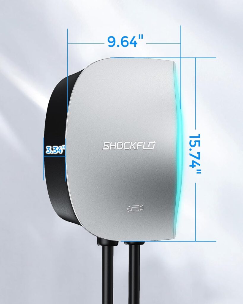 ShockFlo S1 Level 2 EV Charger (48A), NEMA 14-50 Plug or Hardwired EV Charging Station Level 2,UL/Energy Star Wi-Fi and Bluetooth Enabled EVSE Indoor/Outdoor Use with 17ft Cable and RFID Card