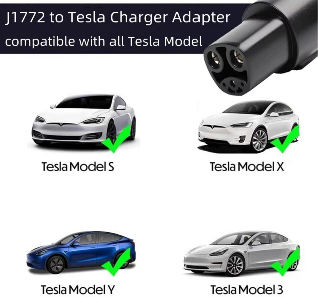 Tesla to J1772 Charging Adapter, Charging Adapter Max 80A 250V AC Charger Adapter for All J1772 EVs Compatible with Tesla Wall/Destination/Mobile Chargers