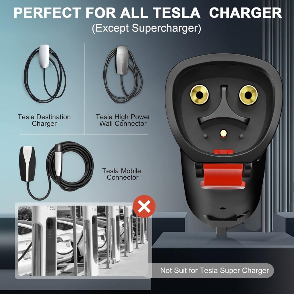 Tesla to J1772 Charging Adapter -【Safety Certified】Max 60Amp 250V J1772 EV Adapter Waterproof Security Lock Storage Bag Compatible with Tesla Wall Connector/Destination Charger/Mobile Connector