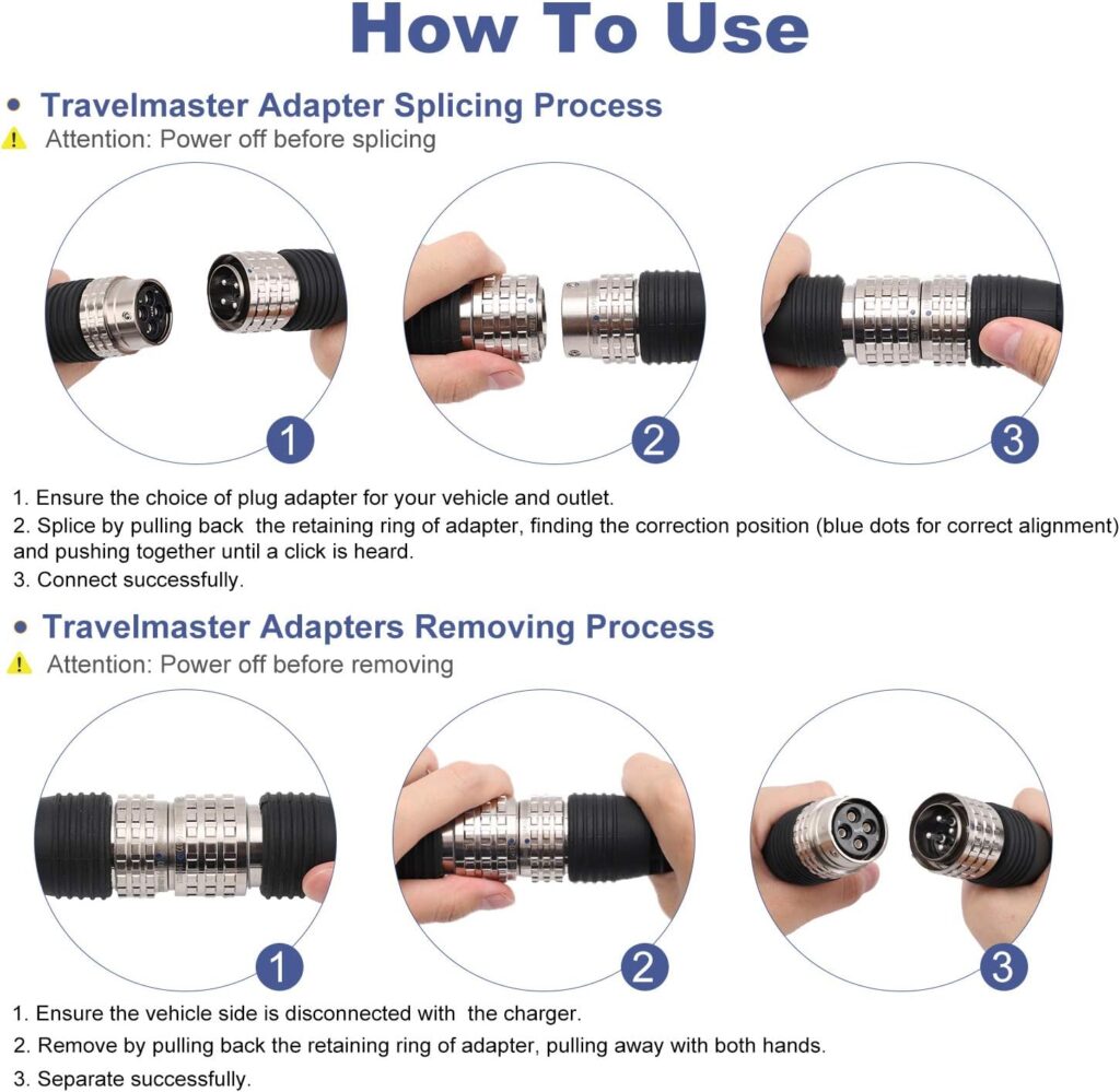 The TRAVELMASTER Connector Adapting Plug NEMA 10-50 for Intelligent Plug Identification Auto-Adjusts The Maximum Safe Current Level 2 Portable EV Charger （Gen 2）