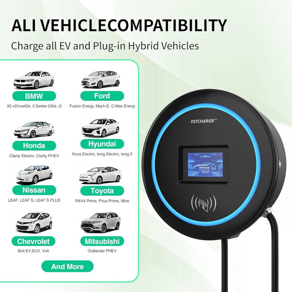 EV Charger Level 2, 32 Amp Indoor/Outdoor Electric Car Charger, NEMA 14-50 EV Charger Plug or Hardwired, UL/Energy Star WiFi Enabled EVSE Level 2 Charger, 24.8ft Cable - 240v Level 2 EV Char