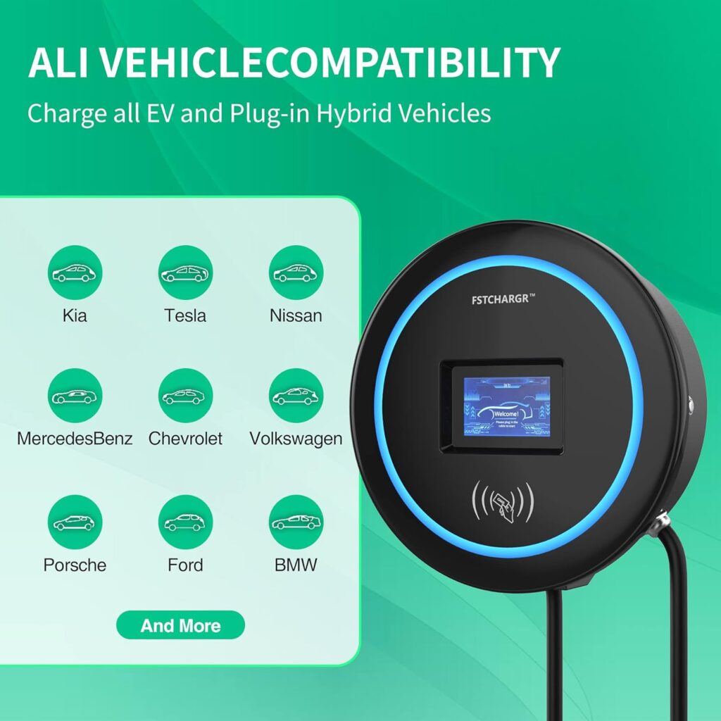 EV Charger Level 2, 32 Amp Indoor/Outdoor Electric Car Charger, NEMA 14-50 EV Charger Plug or Hardwired, UL/Energy Star WiFi Enabled EVSE Level 2 Charger, 24.8ft Cable - 240v Level 2 EV Char