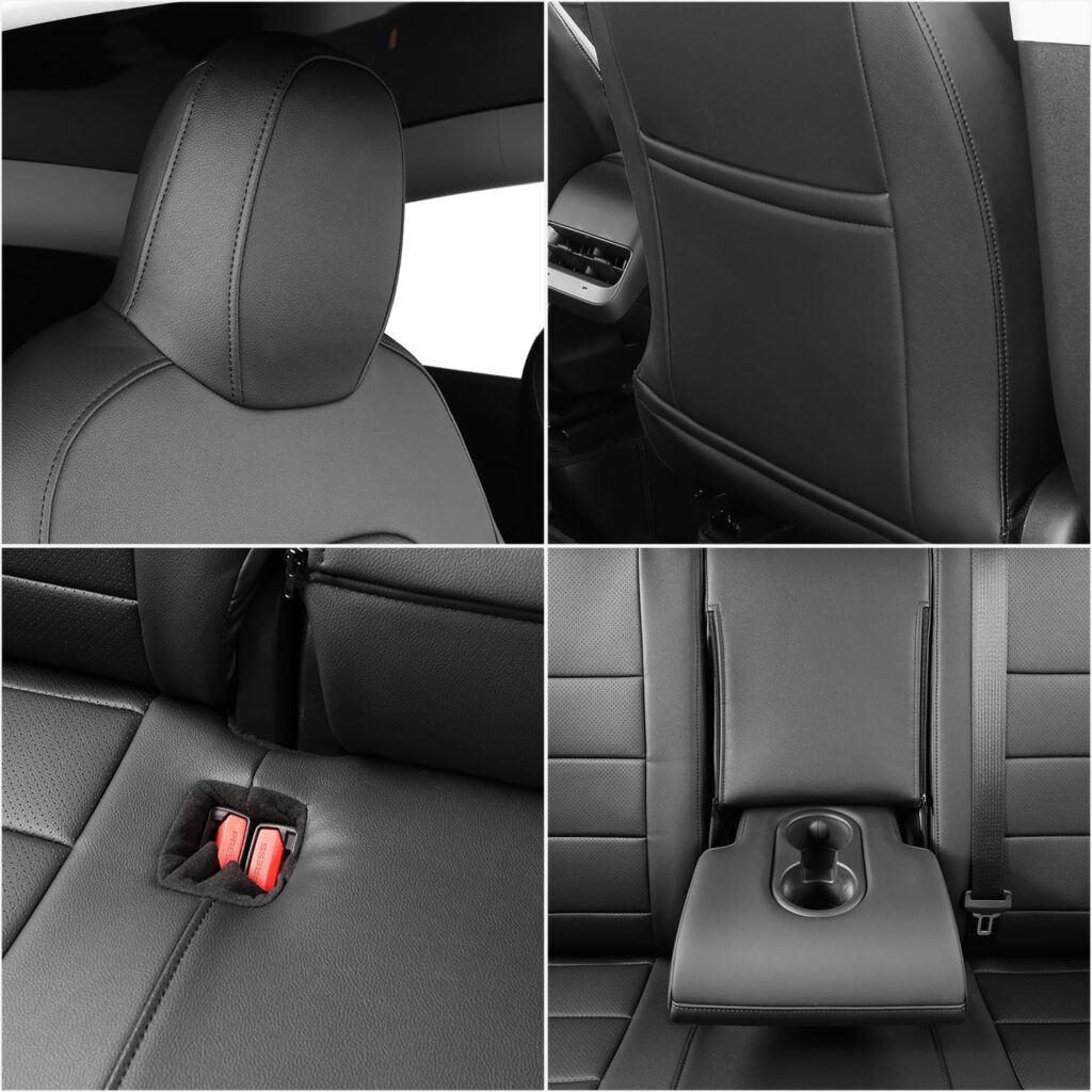 coverdream Leather Seat Covers Custom Fit for Tesla Model Y Long Range (Premium) Only,Not for Standard,Armrest Covers Included,Breathable Waterproof Car Seat Protector(Full Set,Black) coverdream Leather Seat Covers Custom Fit for Tesla Model Y Long Range (Premium) Only,Not for Standard,Armrest Covers Included,Breathable Waterproof Car Seat Protector(Full Set,Black)