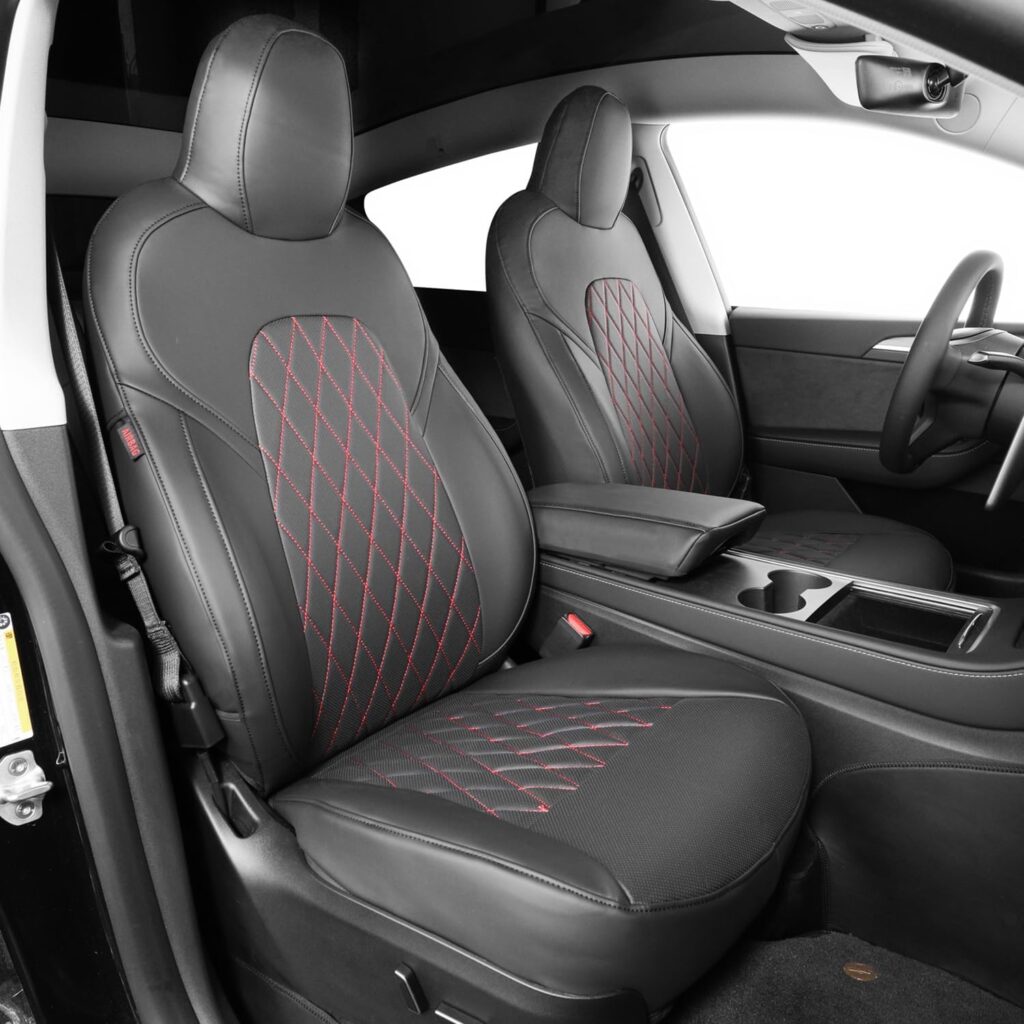 coverdream Leather Seat Covers Custom Fit for Tesla Model Y Long Range (Premium) Only,Not for Standard,Armrest Covers Included,Breathable Waterproof Car Seat Protector(Full Set,Black) coverdream Leather Seat Covers Custom Fit for Tesla Model Y Long Range (Premium) Only,Not for Standard,Armrest Covers Included,Breathable Waterproof Car Seat Protector(Full Set,Black)