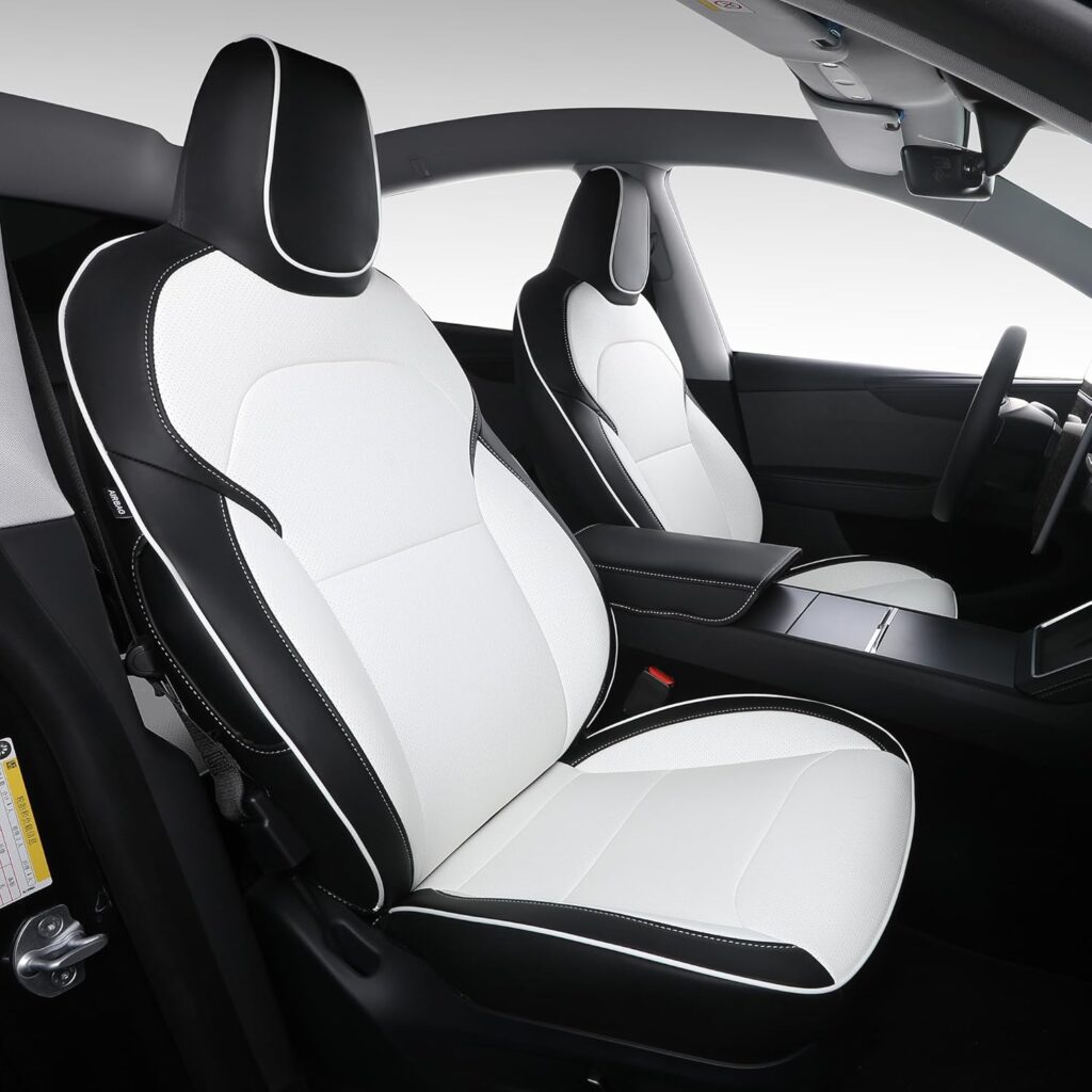 Custom Fit Seat Covers for Tesla Model Y Juniper (5-Seater) - Ventilated Seats Rear Screen Compatible - Nappa Leather Full Set Car Seat Protectors (White, Model Y 2025) Custom Fit Seat Covers for Tesla Model Y Juniper (5-Seater) - Ventilated Seats Rear Screen Compatible - Nappa Leather Full Set Car Seat Protectors (White, Model Y 2025)
