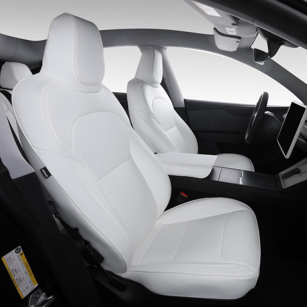 Custom Fit Seat Covers for Tesla Model Y Juniper (5-Seater) - Ventilated Seats Rear Screen Compatible - Nappa Leather Full Set Car Seat Protectors (White, Model Y 2025) Custom Fit Seat Covers for Tesla Model Y Juniper (5-Seater) - Ventilated Seats Rear Screen Compatible - Nappa Leather Full Set Car Seat Protectors (White, Model Y 2025)