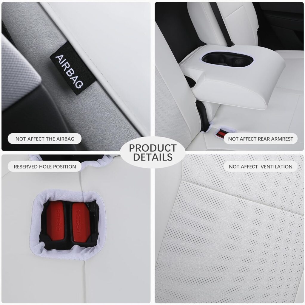 Custom Fit Seat Covers for Tesla Model Y Juniper (5-Seater) - Ventilated Seats Rear Screen Compatible - Nappa Leather Full Set Car Seat Protectors (White, Model Y 2025) Custom Fit Seat Covers for Tesla Model Y Juniper (5-Seater) - Ventilated Seats Rear Screen Compatible - Nappa Leather Full Set Car Seat Protectors (White, Model Y 2025)