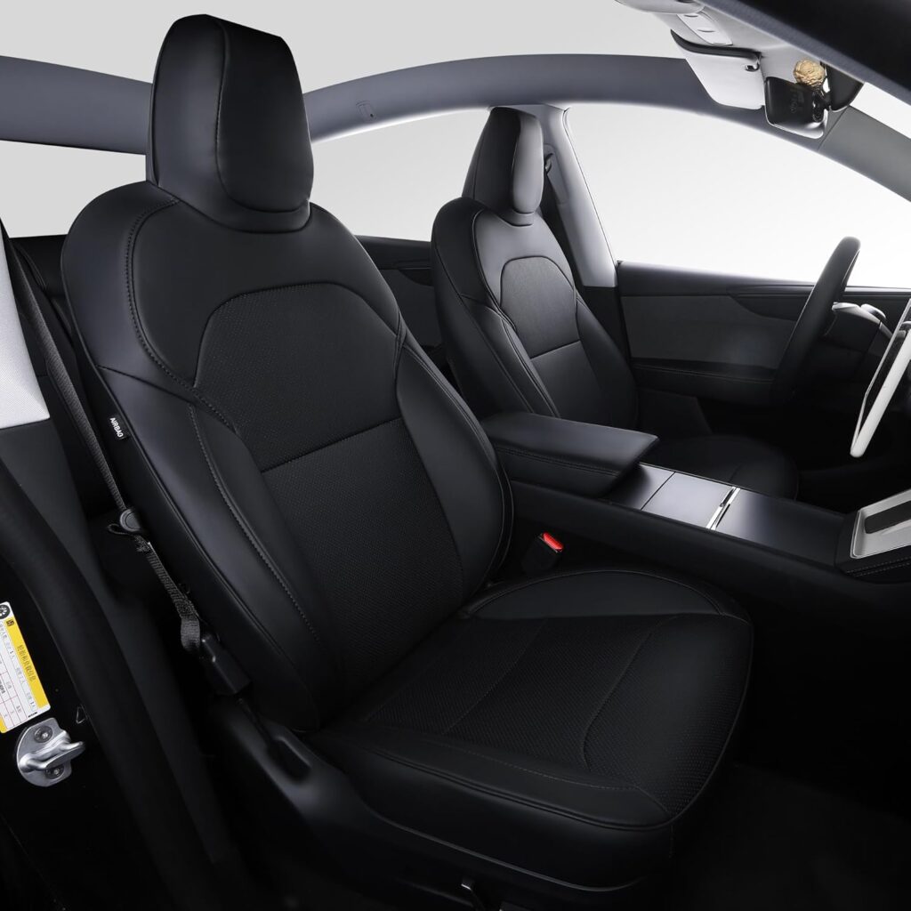 Custom Fit Seat Covers for Tesla Model Y Juniper (5-Seater) - Ventilated Seats Rear Screen Compatible - Nappa Leather Full Set Car Seat Protectors (Black, Model Y 2025) Custom Fit Seat Covers for Tesla Model Y Juniper (5-Seater) - Ventilated Seats Rear Screen Compatible - Nappa Leather Full Set Car Seat Protectors (Black, Model Y 2025)