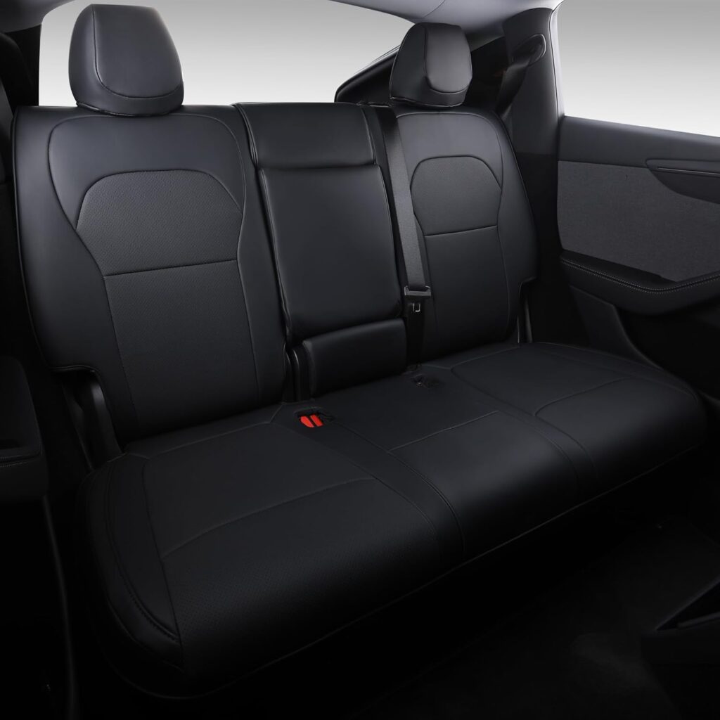 Custom Fit Seat Covers for Tesla Model Y Juniper (5-Seater) - Ventilated Seats Rear Screen Compatible - Nappa Leather Full Set Car Seat Protectors (Black, Model Y 2025) Custom Fit Seat Covers for Tesla Model Y Juniper (5-Seater) - Ventilated Seats Rear Screen Compatible - Nappa Leather Full Set Car Seat Protectors (Black, Model Y 2025)