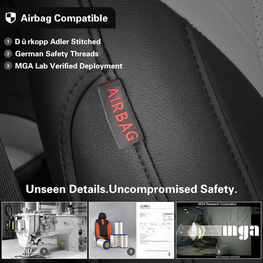 EKR Model Y Seat Covers Custom Fit for Tesla Model Y Long Range (Premium) (Only for Seats),OEM-Like Finish, Airbag Compatible,Leather Seat Cover Full Set,Faux Leather(A37-Black with White) EKR Model Y Seat Covers Custom Fit for Tesla Model Y Long Range (Premium) (Only for Seats),OEM-Like Finish, Airbag Compatible,Leather Seat Cover Full Set,Faux Leather(A37-Black with White)