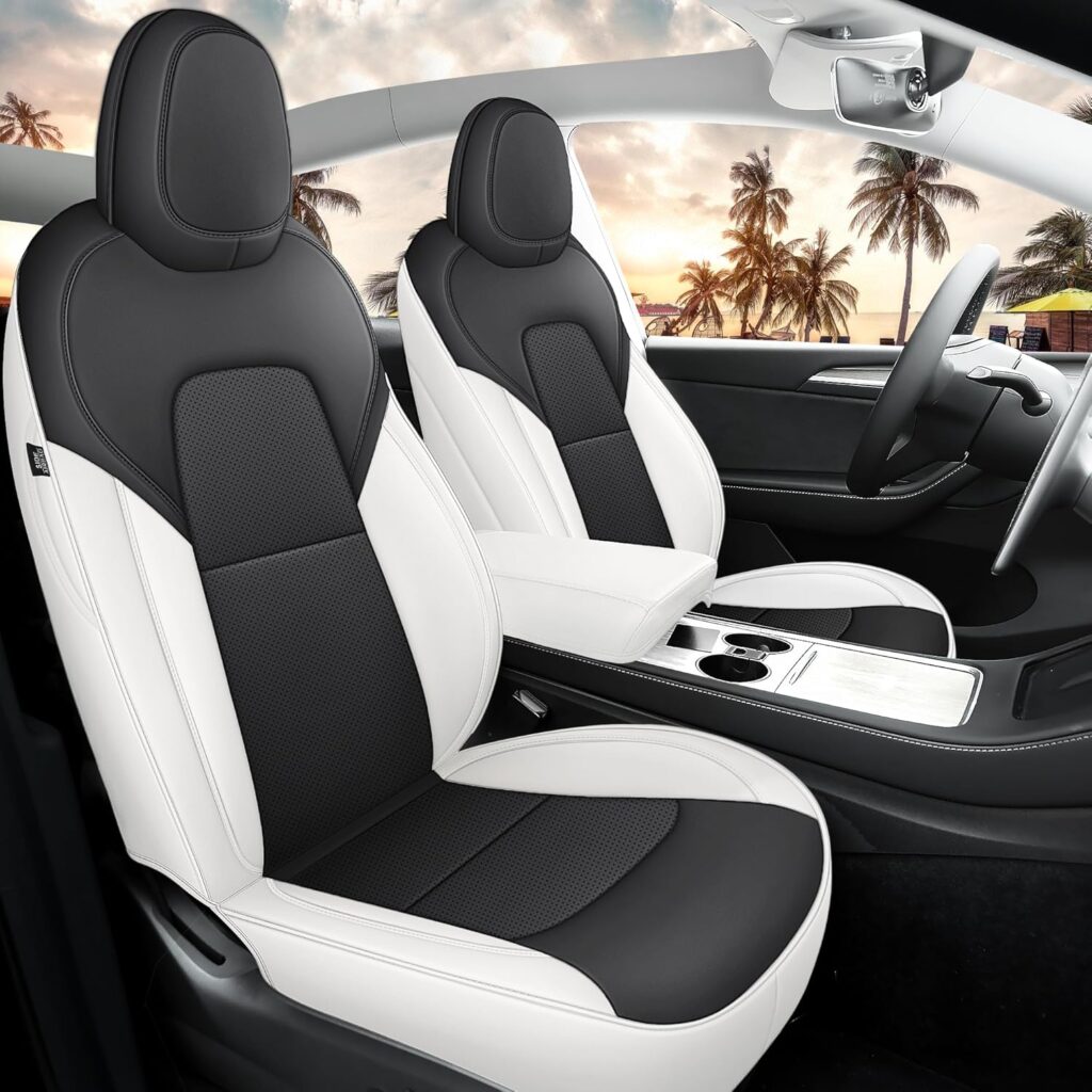 Leather Seat Cover for Tesla Model Y Juniper 2026, Airbag Compatible, Custom Fit Tesla Seat Cover, Waterproof Seat Cover for Tesla Model Y (White-25 26) Leather Seat Cover for Tesla Model Y Juniper 2026, Airbag Compatible, Custom Fit Tesla Seat Cover, Waterproof Seat Cover for Tesla Model Y (White-25 26)
