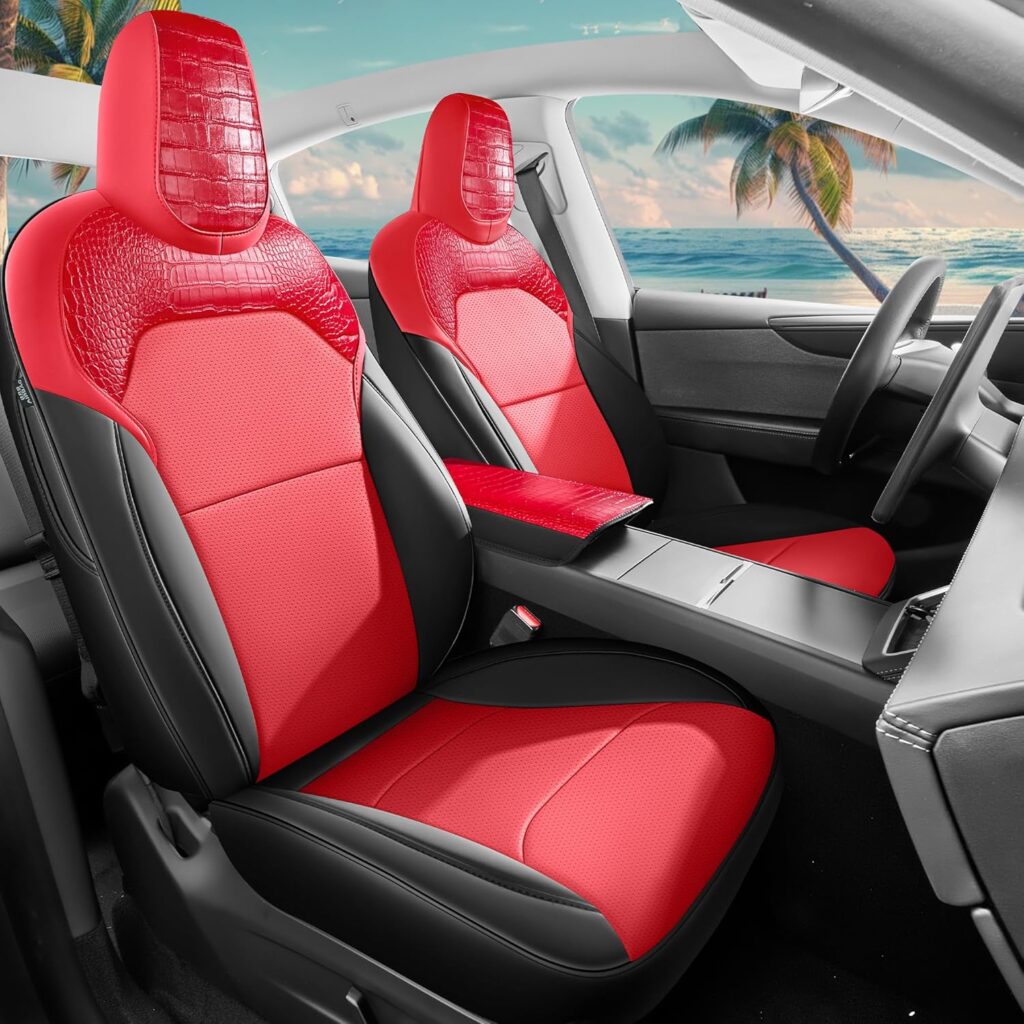 Seat Cover for Tesla Model Y Juniper 2025-2026,Airbag Compatible,Custom Fit Leather Seat Cover Full Set,Waterproof Seat Protectors (Crocodile Red+Black 25-26) Seat Cover for Tesla Model Y Juniper 2025-2026,Airbag Compatible,Custom Fit Leather Seat Cover Full Set,Waterproof Seat Protectors (Crocodile Red+Black 25-26)
